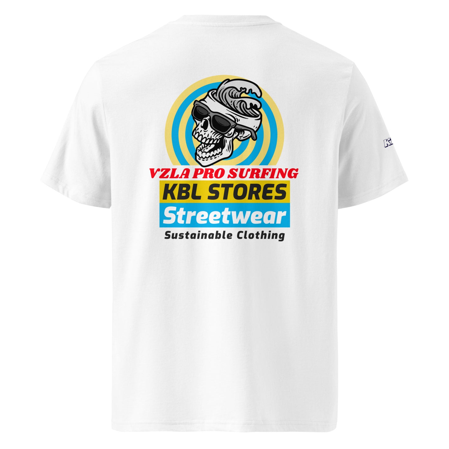 Serie ecológica y sostenible de KBL / Camiseta premium Vzla Pro Surfing / Camiseta unisex ecológica y sostenible KBL Essential / Estampada en la parte delantera y trasera